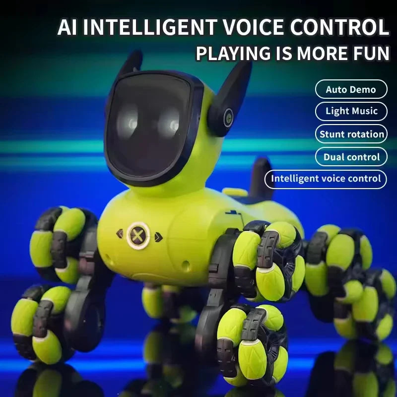 HKM-662483 Remote Control Robot Dog with 8 Wheels, 360° Rotation, Light and Sound for Ages 5 and Up