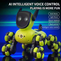 HKM-662483 Remote Control Robot Dog with 8 Wheels, 360° Rotation, Light and Sound for Ages 5 and Up