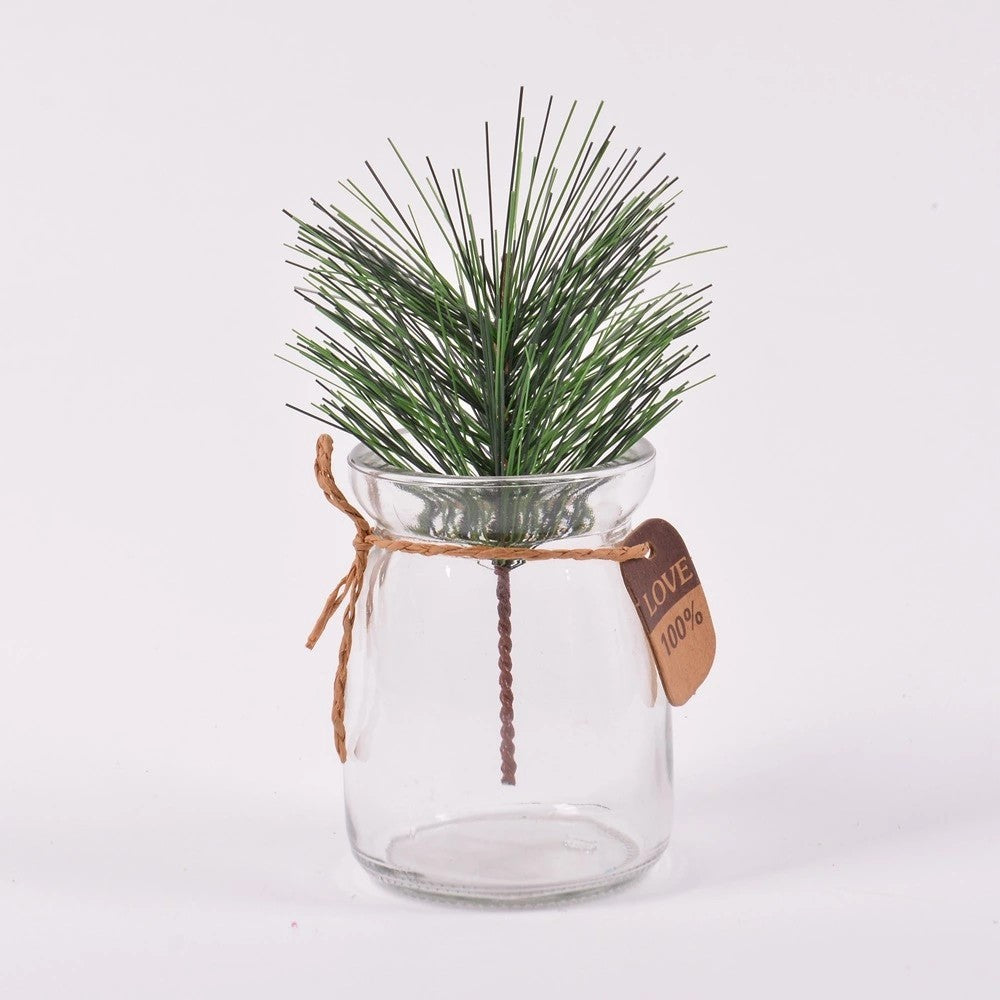 HKM-662675 Christmas PVC Pine Leaves Decoration with Small Pine Cones and Red Accents, 5-15cm