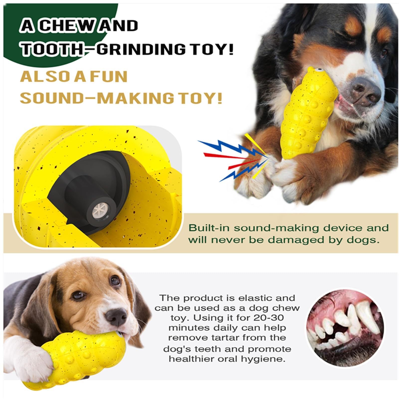 HKM-662675 Indestructible Squeaky Dog Chew Toys For Aggressive Chewers, Food Grade Material Dog Chew Toys, Tough Durable Dog Toys Medium