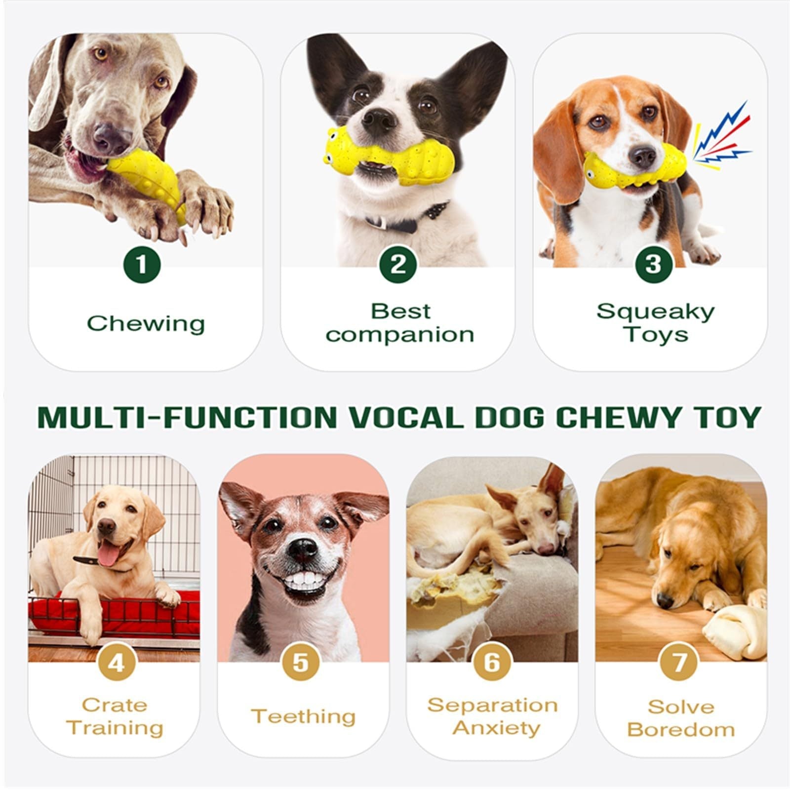 HKM-662675 Indestructible Squeaky Dog Chew Toys For Aggressive Chewers, Food Grade Material Dog Chew Toys, Tough Durable Dog Toys Medium