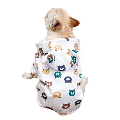 HKM-662675 Waterproof Puppy Raincoat in Bear and Cat Designs - Polyester Pet Raincoat, Multiple Sizes Available