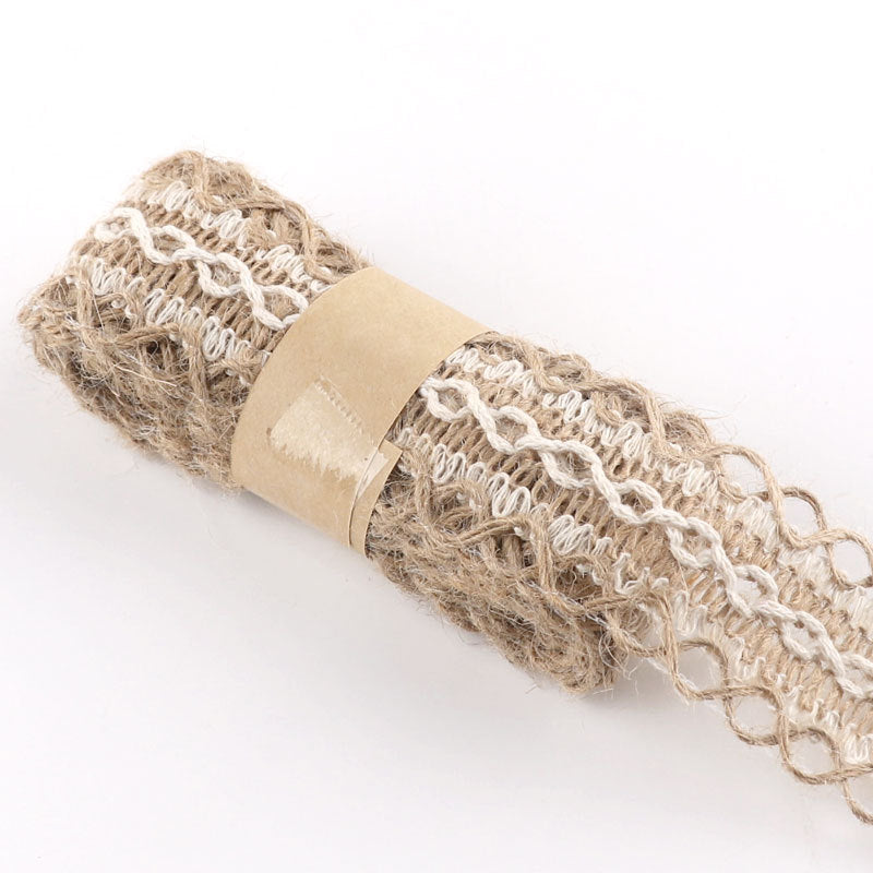 HKM-662739 Decorative Hemp Rope with Lace Trim for DIY and Craft Projects