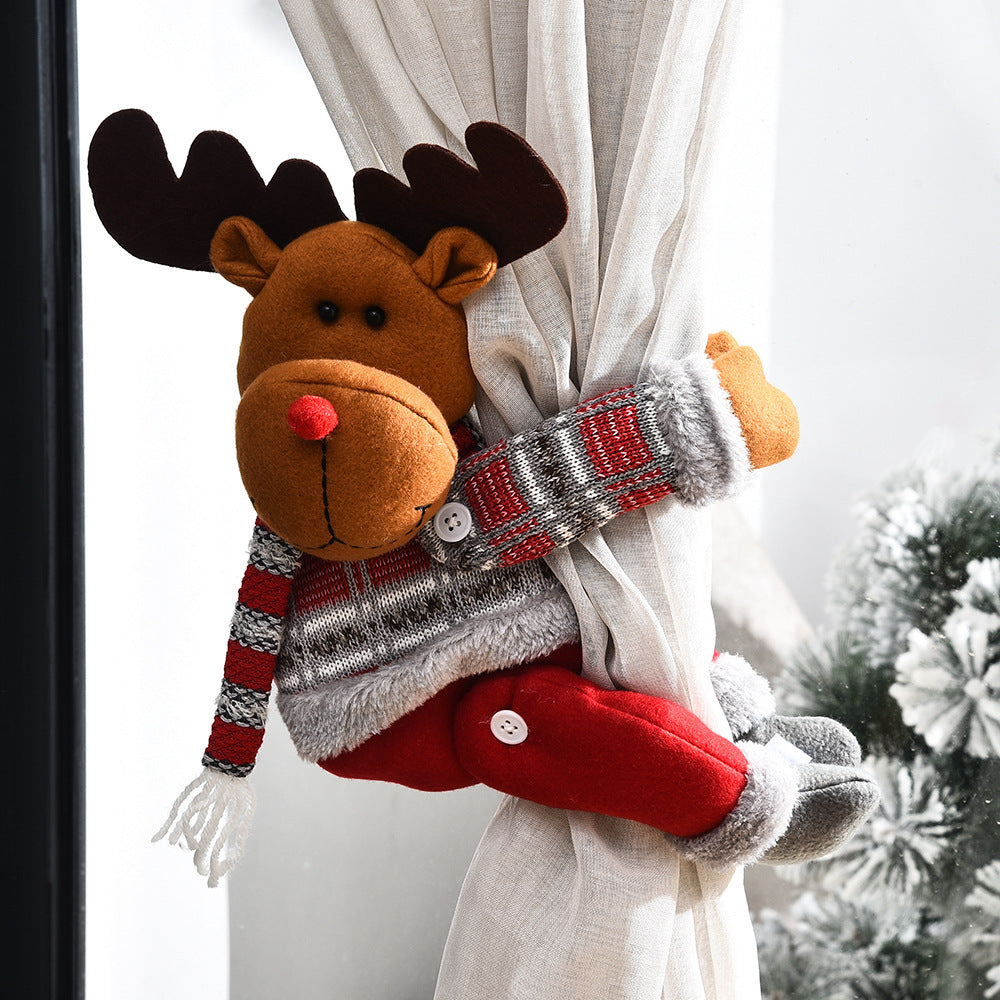 HKM-662867 Christmas Decorative Curtain Buckle - Santa Claus, Reindeer, Snowman Styles, Cloth Material