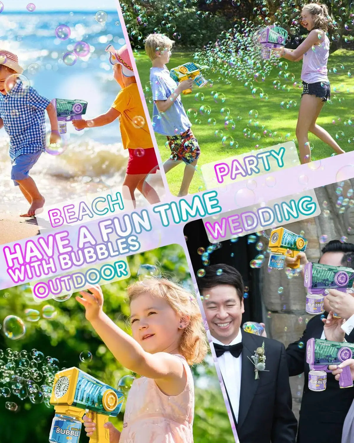 HKM-662867 Electric Automatic Bubble Maker - LED Light Outdoor Bubble Machine for Parties and Weddings