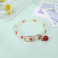 HKM-662931 Fluorescent Silicone Cat Collar with Luminous Paw Prints in Multiple Colors