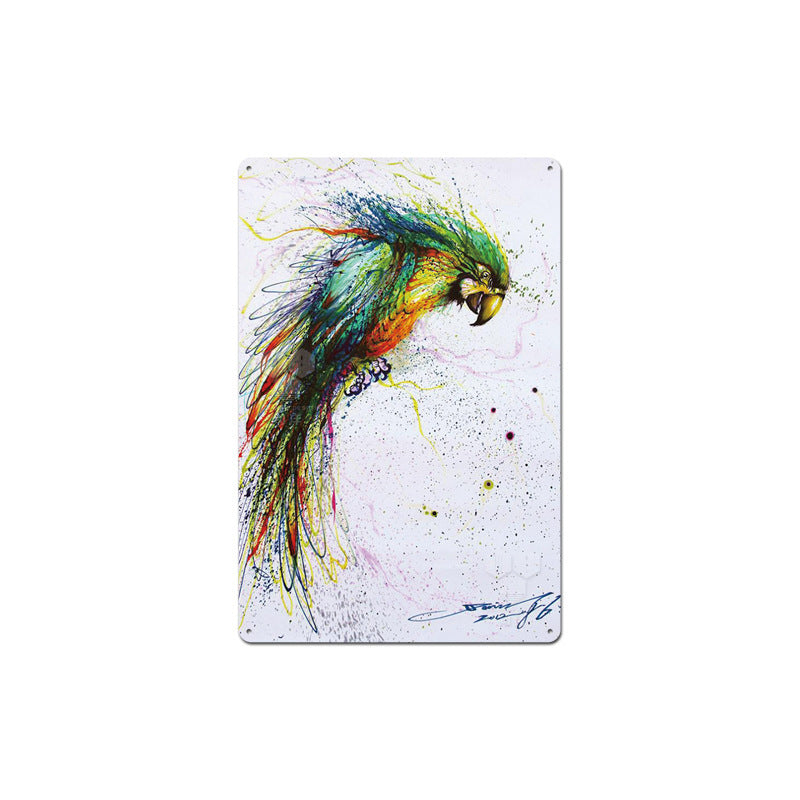 HKM-662995 Animal-Themed Retro Tin Wall Art for Cafe and Commercial Spaces - 20x30 cm