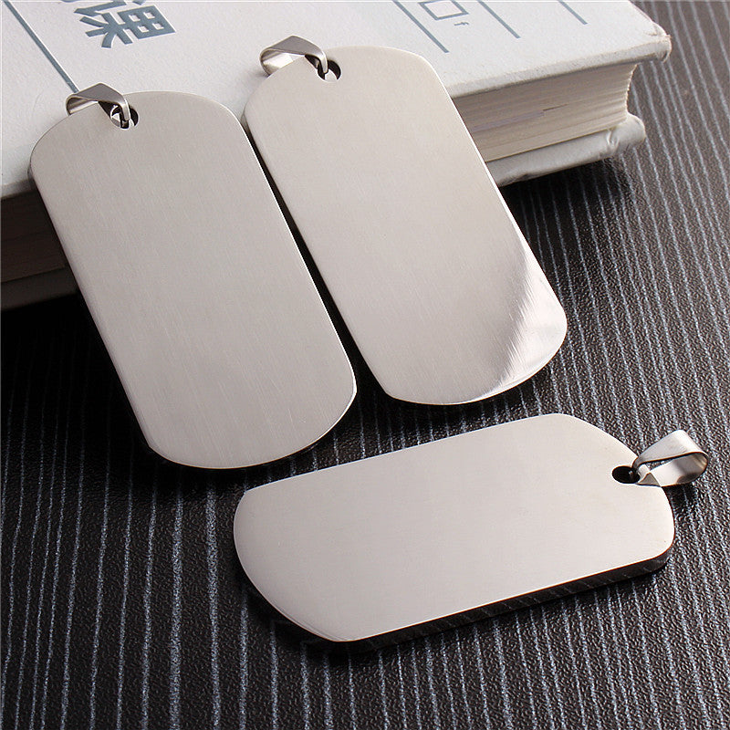 HKM-663059 Stainless Steel Laser Engraved Dog Tag Pendant with Silencing Ring