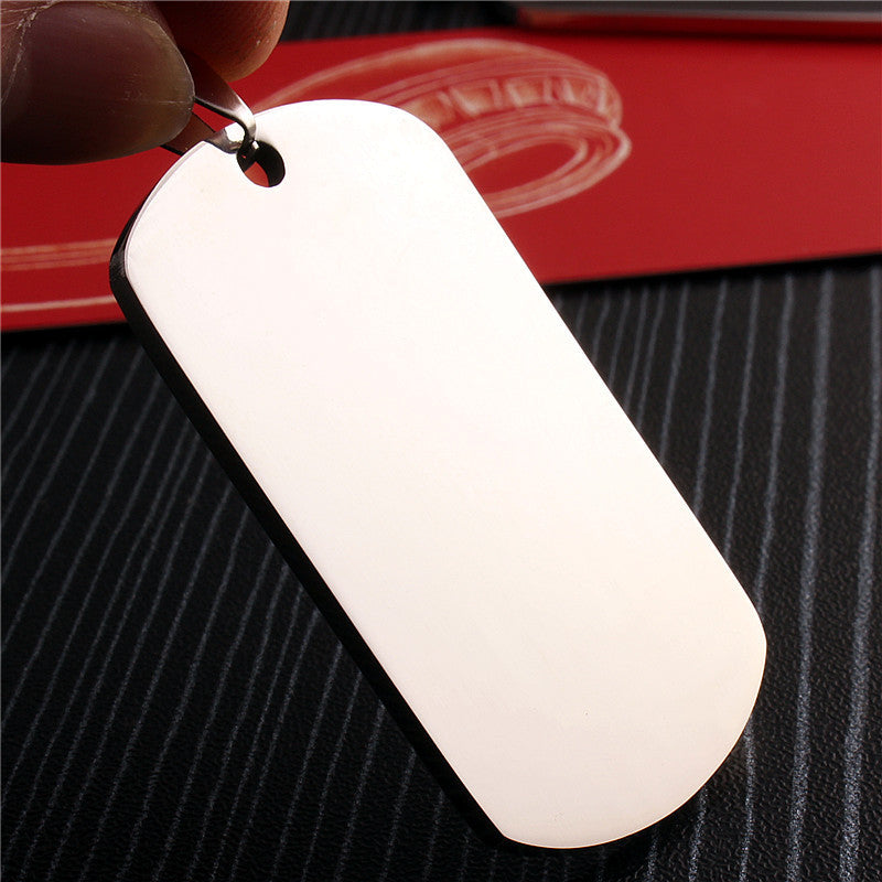 HKM-663059 Stainless Steel Laser Engraved Dog Tag Pendant with Silencing Ring