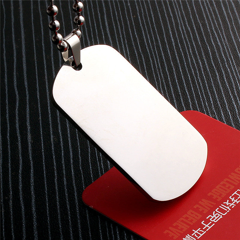 HKM-663059 Stainless Steel Laser Engraved Dog Tag Pendant with Silencing Ring