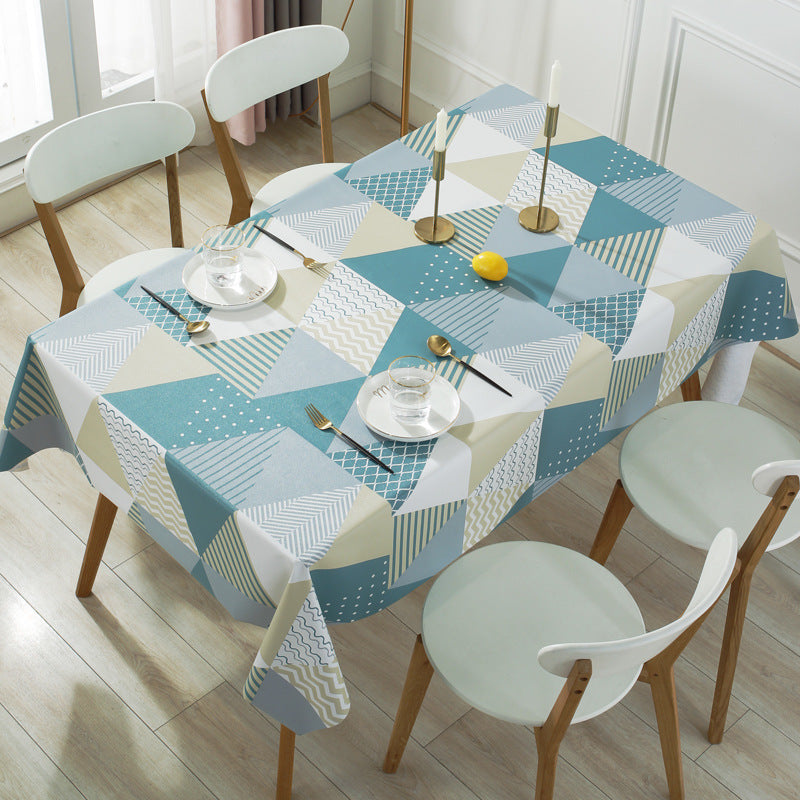 HKM-663059 Waterproof PVC Tablecloth - Oil-Proof, Anti-Scald, Rectangular Dining Table Cover