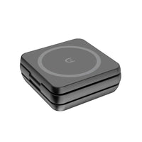 HKM-663123 15W Magnetic Wireless Charger with Folding Phone Holder, Type-C Compatible, Black/White