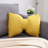 HKM-663187 Bow Knot Pillow Cushion for Home, Bed, and Sofa - Removable Cotton Cover, 35x50cm