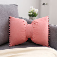 HKM-663187 Bow Knot Pillow Cushion for Home, Bed, and Sofa - Removable Cotton Cover, 35x50cm
