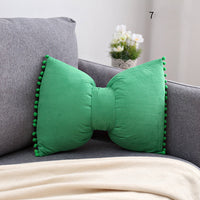 HKM-663187 Bow Knot Pillow Cushion for Home, Bed, and Sofa - Removable Cotton Cover, 35x50cm