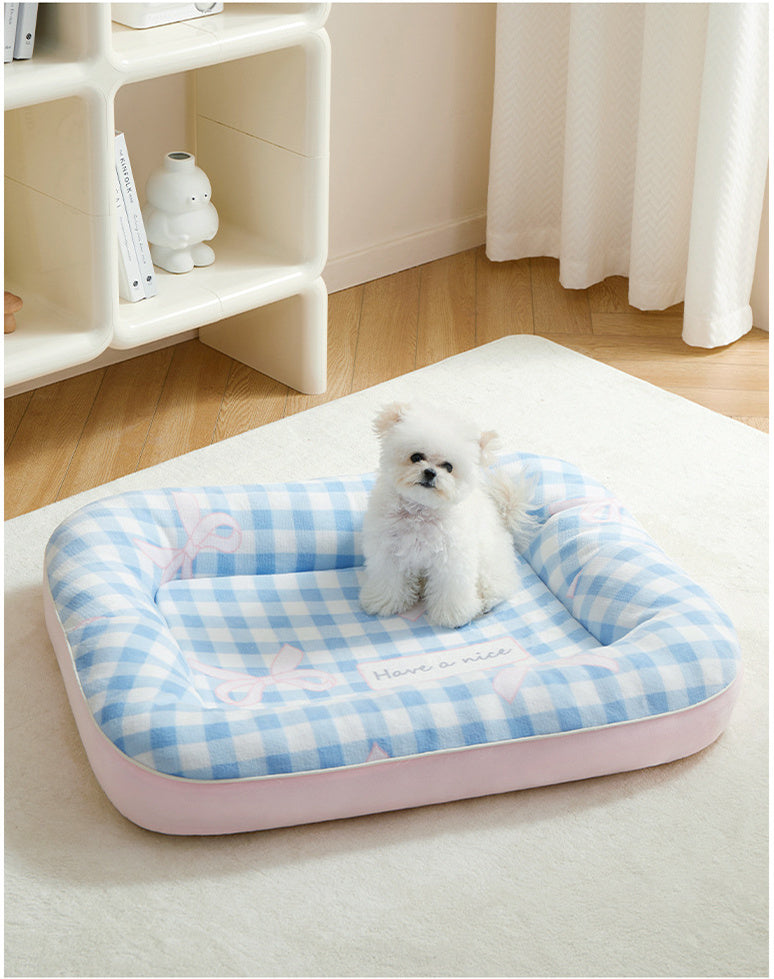 HKM-663251 All Seasons Small Dog Cushion Bed - Soft Teddy Sleeping Mat for Cats and Dogs