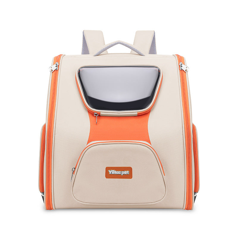 HKM-663251 Large Capacity Cat Trolley Bag - Panoramic Model, Solid Color, Nylon, Khaki & Green