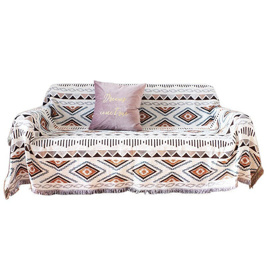 HKM-663379 Geometric Pattern Double-Sided Sofa Blanket Cover for Home Décor