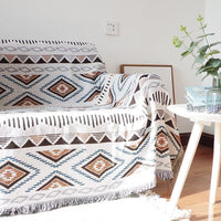 HKM-663379 Geometric Pattern Double-Sided Sofa Blanket Cover for Home Décor