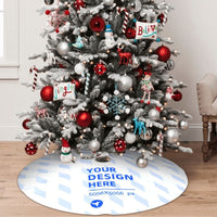 HKM-663827 Glossy Textured Christmas Tree Skirt with Ties - 100% Polyester Fabric in Black