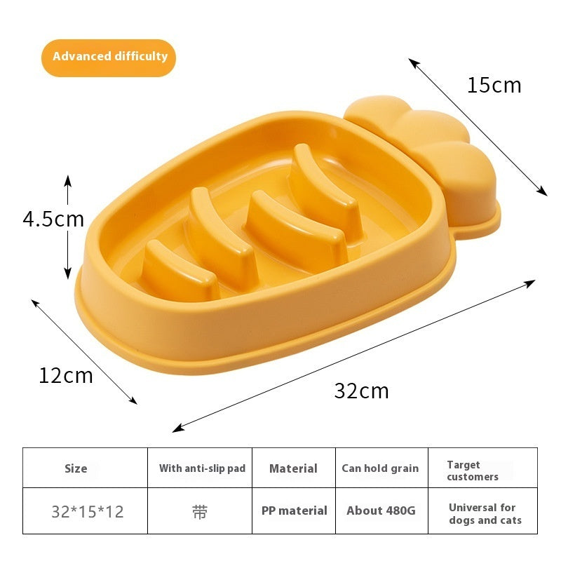 HKM-663891 Radish Dog Slow Food Anti-Tumble Pet Bowl in Mango Yellow, Twilight Orange, Gentiana Green, Ink Blue