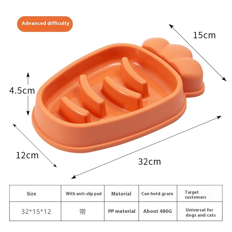 HKM-663891 Radish Dog Slow Food Anti-Tumble Pet Bowl in Mango Yellow, Twilight Orange, Gentiana Green, Ink Blue