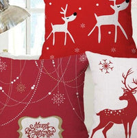HKM-663891 Red Double-Sided Elk Cotton and Linen Pillowcase - 45x45cm