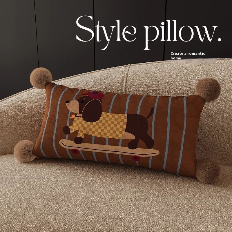 HKM-664019 Cute Cartoon Puppy Print Pillow - Modern 45x45cm, 50x50cm, 60x60cm Sizes Available