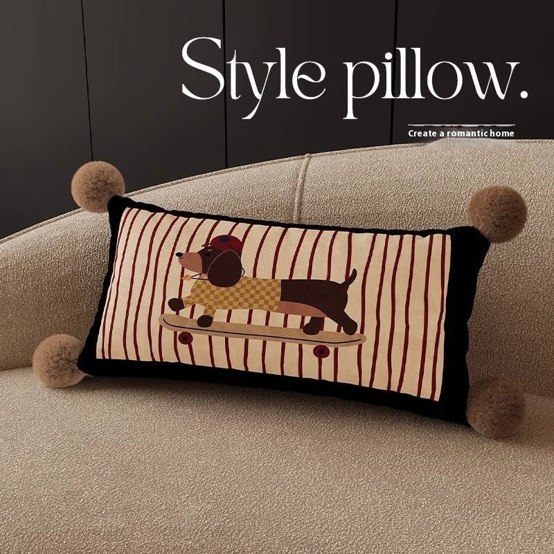 HKM-664019 Cute Cartoon Puppy Print Pillow - Modern 45x45cm, 50x50cm, 60x60cm Sizes Available