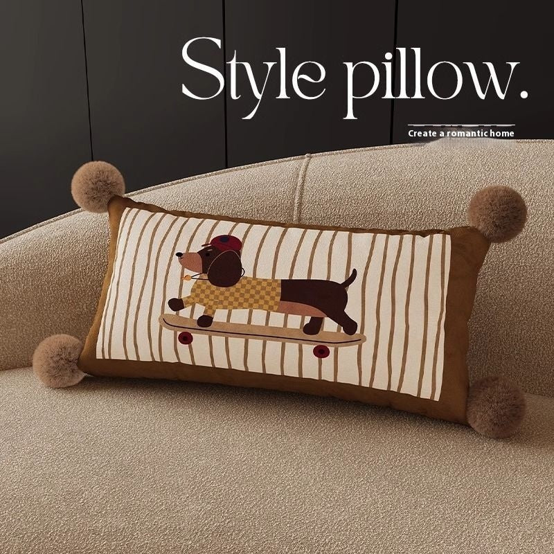 HKM-664019 Cute Cartoon Puppy Print Pillow - Modern 45x45cm, 50x50cm, 60x60cm Sizes Available