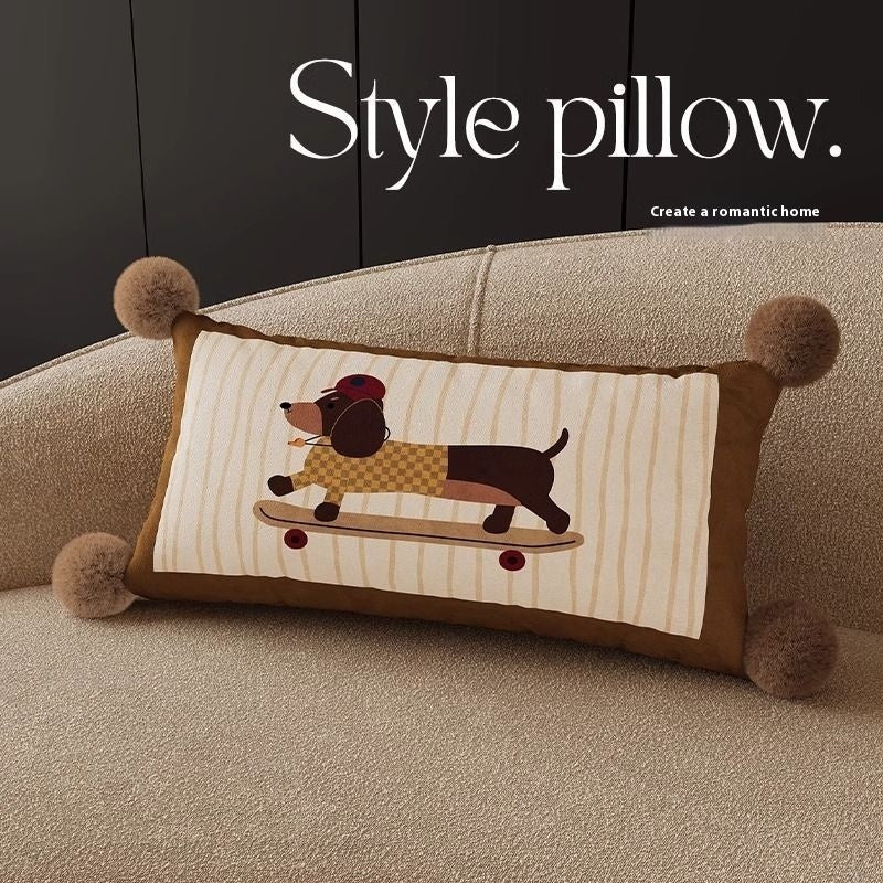 HKM-664019 Cute Cartoon Puppy Print Pillow - Modern 45x45cm, 50x50cm, 60x60cm Sizes Available