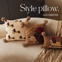 HKM-664019 Cute Cartoon Puppy Print Pillow - Modern 45x45cm, 50x50cm, 60x60cm Sizes Available