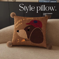 HKM-664019 Cute Cartoon Puppy Print Pillow - Modern 45x45cm, 50x50cm, 60x60cm Sizes Available