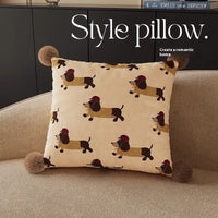 HKM-664019 Cute Cartoon Puppy Print Pillow - Modern 45x45cm, 50x50cm, 60x60cm Sizes Available