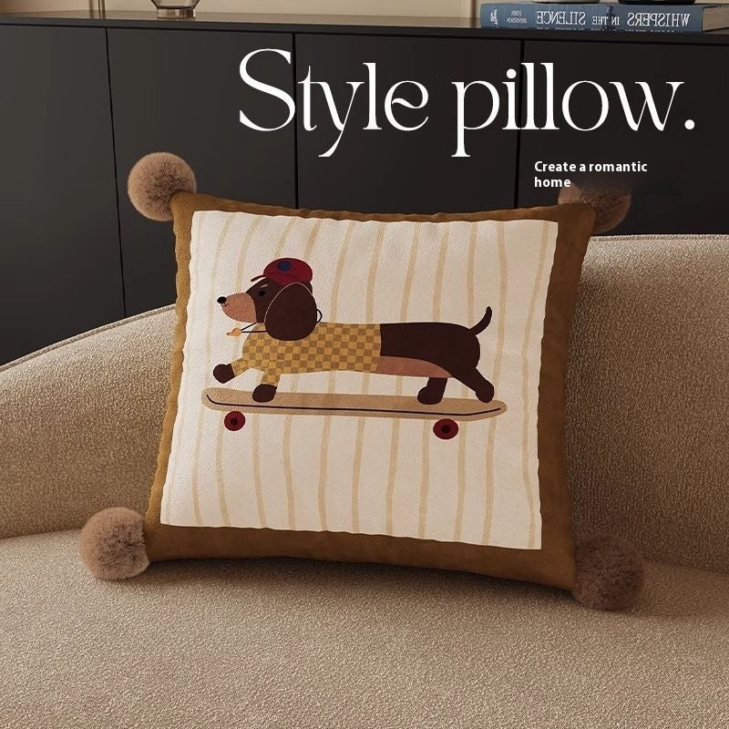 HKM-664019 Cute Cartoon Puppy Print Pillow - Modern 45x45cm, 50x50cm, 60x60cm Sizes Available