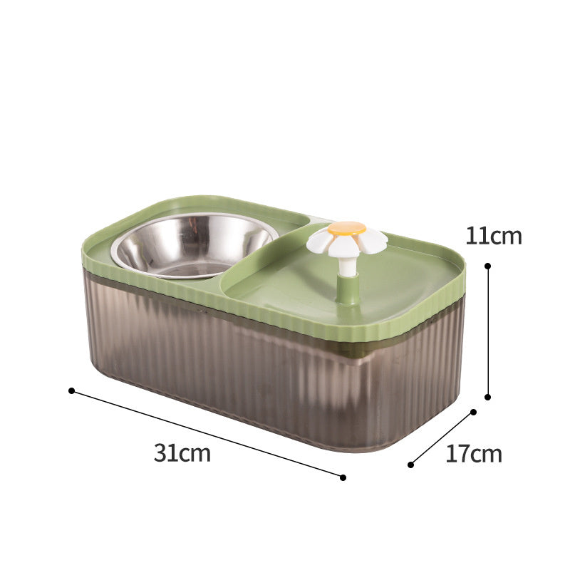HKM-664083 Large Capacity Cat and Dog Automatic Feeder with Detachable Flower Water Fountain