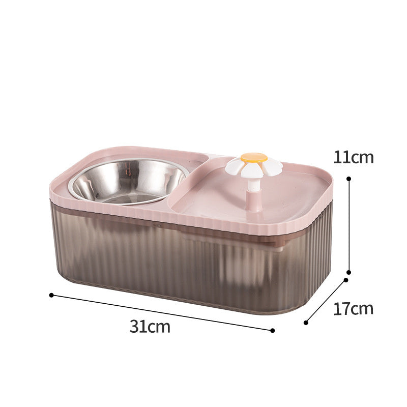HKM-664083 Large Capacity Cat and Dog Automatic Feeder with Detachable Flower Water Fountain