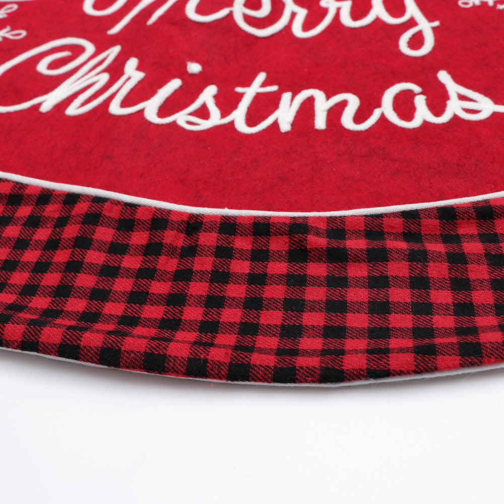 HKM-664339 Black and Red Plaid Edging Christmas Tree Skirt - 48-Inch Cloth Decoration
