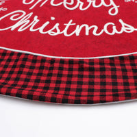 HKM-664339 Black and Red Plaid Edging Christmas Tree Skirt - 48-Inch Cloth Decoration
