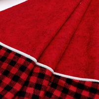 HKM-664339 Black and Red Plaid Edging Christmas Tree Skirt - 48-Inch Cloth Decoration