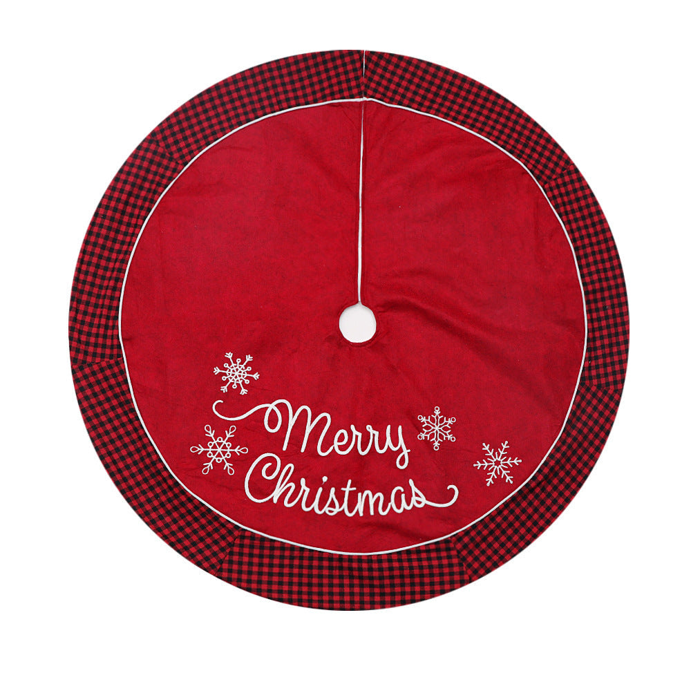 HKM-664339 Black and Red Plaid Edging Christmas Tree Skirt - 48-Inch Cloth Decoration