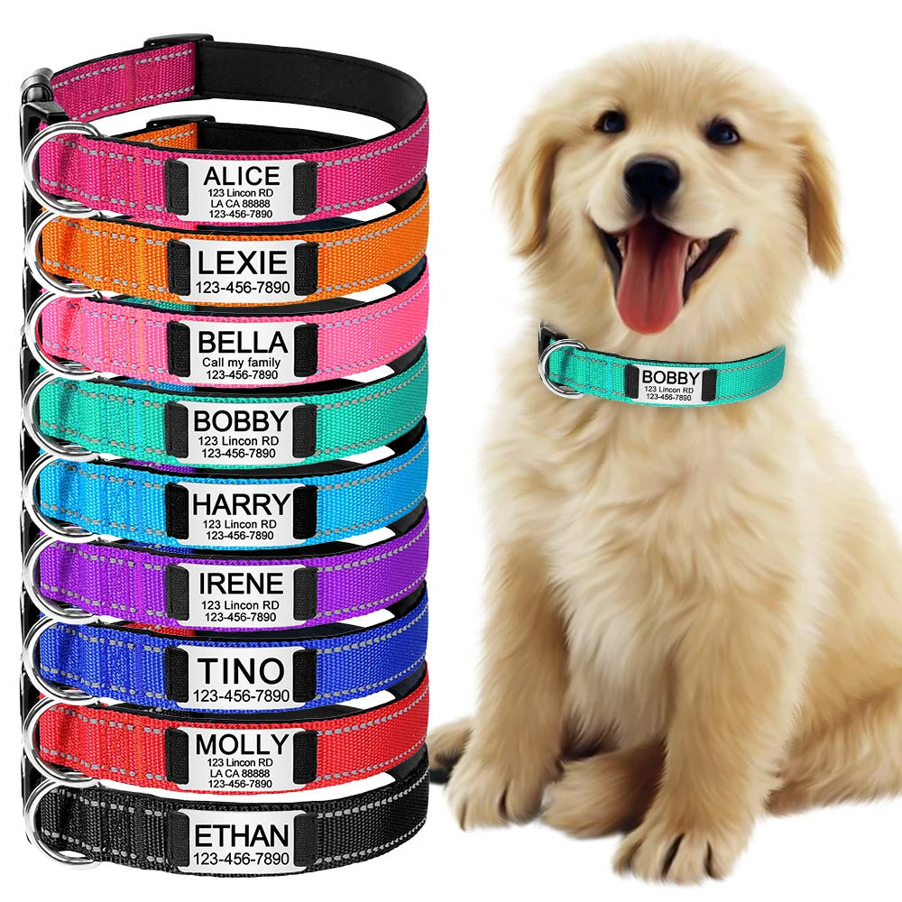 HKM-664403 Adjustable Cloth Dog Collar with Carved Design in Multiple Colors