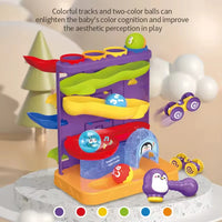 HKM-664467 Three-in-One Penguin Rolling Ball Toy Track for Kids Ages 2-7 - Educational Plastic Roller Coaster Game