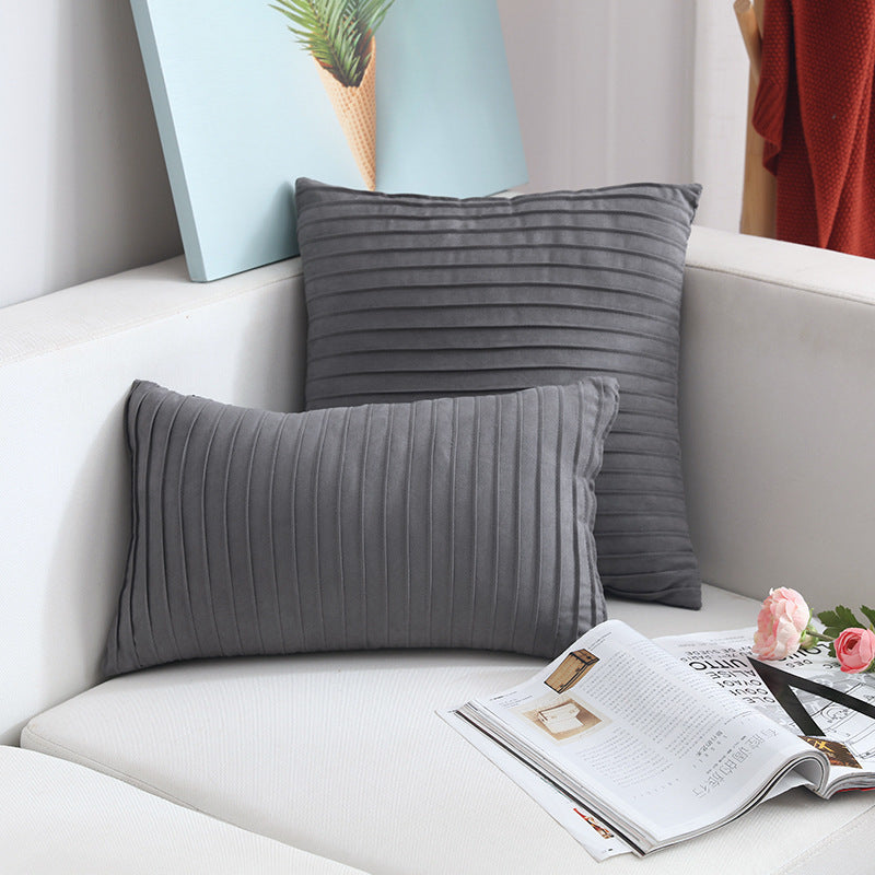 HKM-664659 Nordic Simple Suede Vertical Cushion Cover, Plush PP Cotton, Plain Design