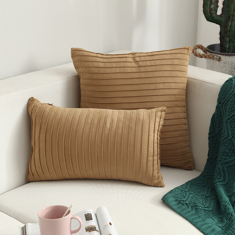 HKM-664659 Nordic Simple Suede Vertical Cushion Cover, Plush PP Cotton, Plain Design