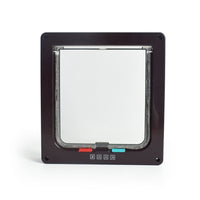HKM-664659 Pet Door for Cats and Dogs - Available in Multiple Sizes: L, M, S, XL - Plastic Frame in White, Brown, Black