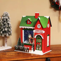 HKM-664787 Christmas Lighting Music Simulation House Model Decoration with Santa Doll