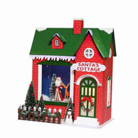 HKM-664787 Christmas Lighting Music Simulation House Model Decoration with Santa Doll