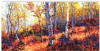 HKM-664915 Digital Oil Painting DIY Landscape Art Kit - City Silhouette, Spring Flowers, Ginkgo Tree, Romantic Woods, 40x50cm, Unframed
