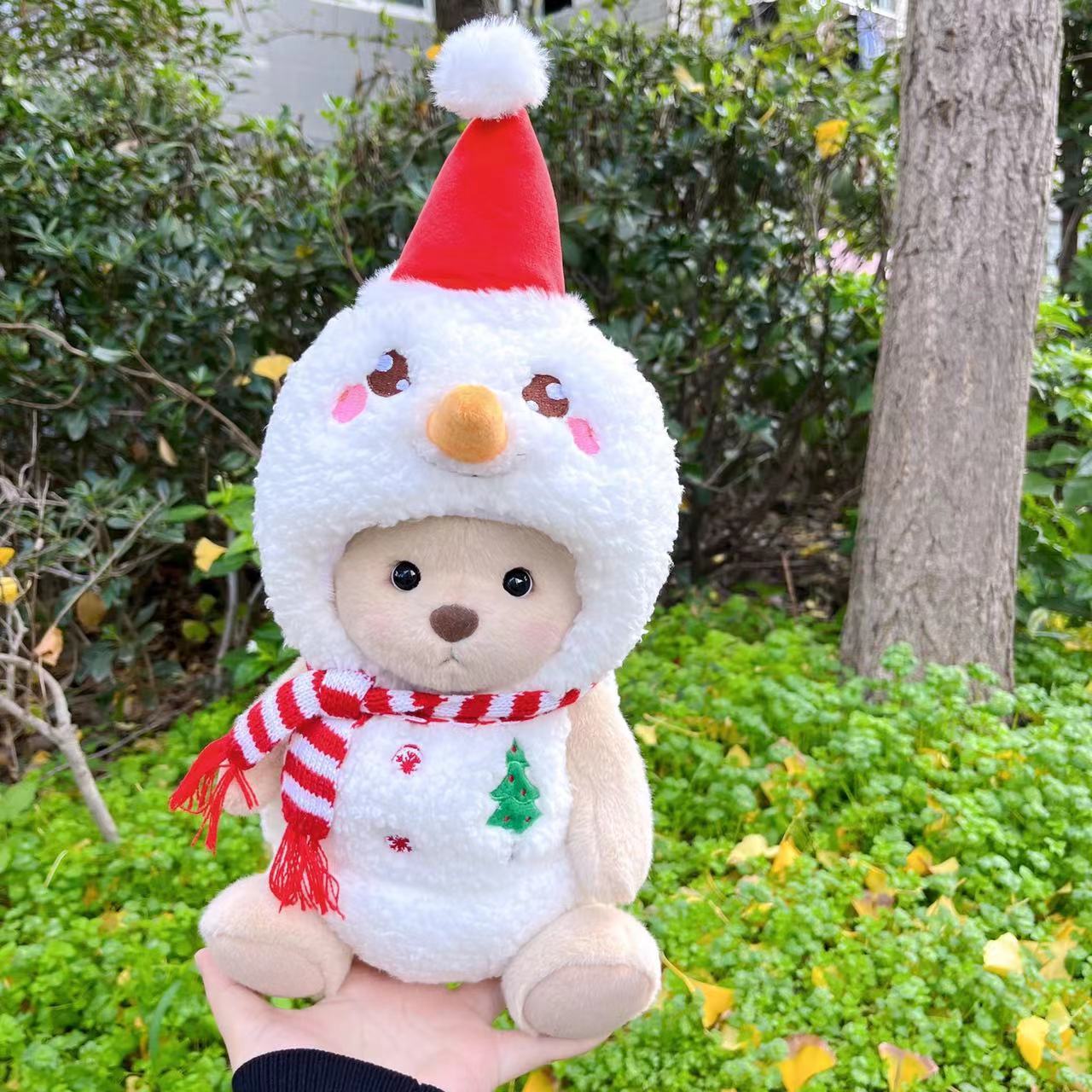 HKM-665171 30cm Plush Doll in Christmas Snowman Suit with Various Outfit Options